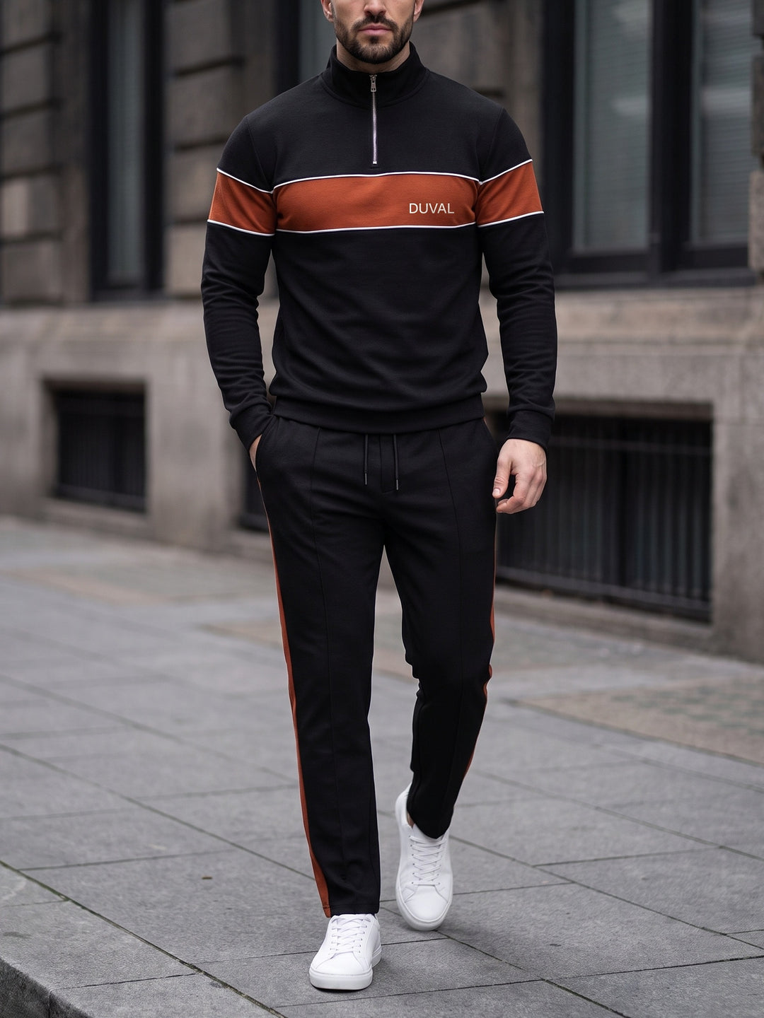 Black Ember quarter zip set, street