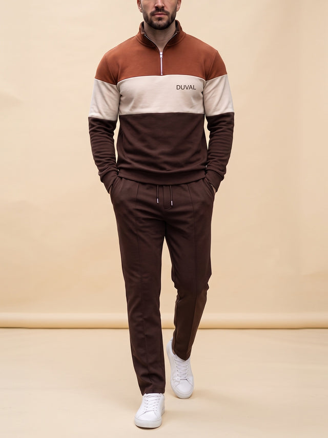Rust Tri-Block — Quarter Zip Set