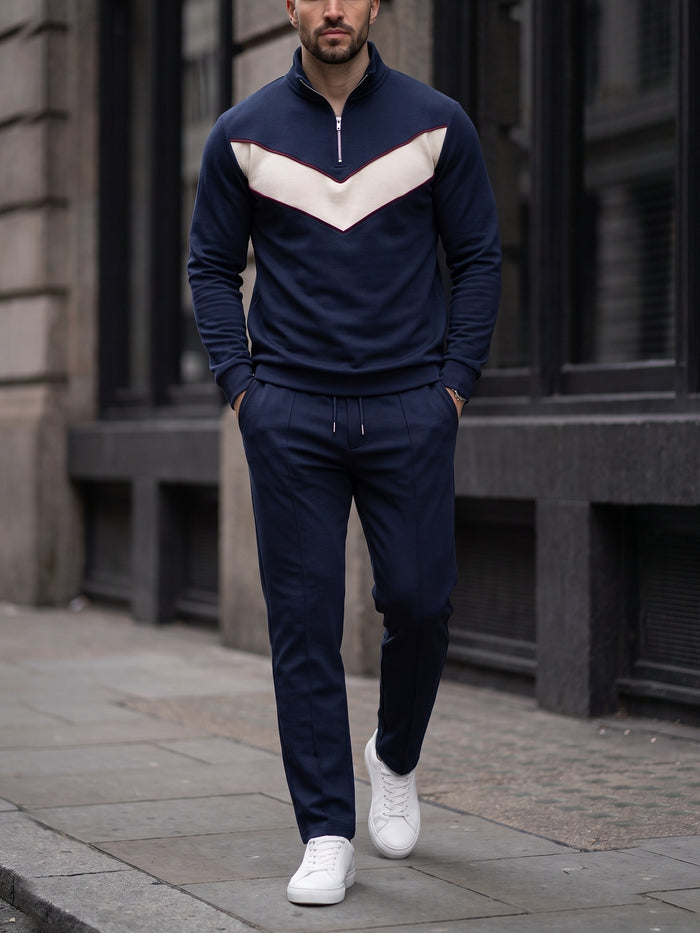 Navy Chevron — Quarter Zip Set