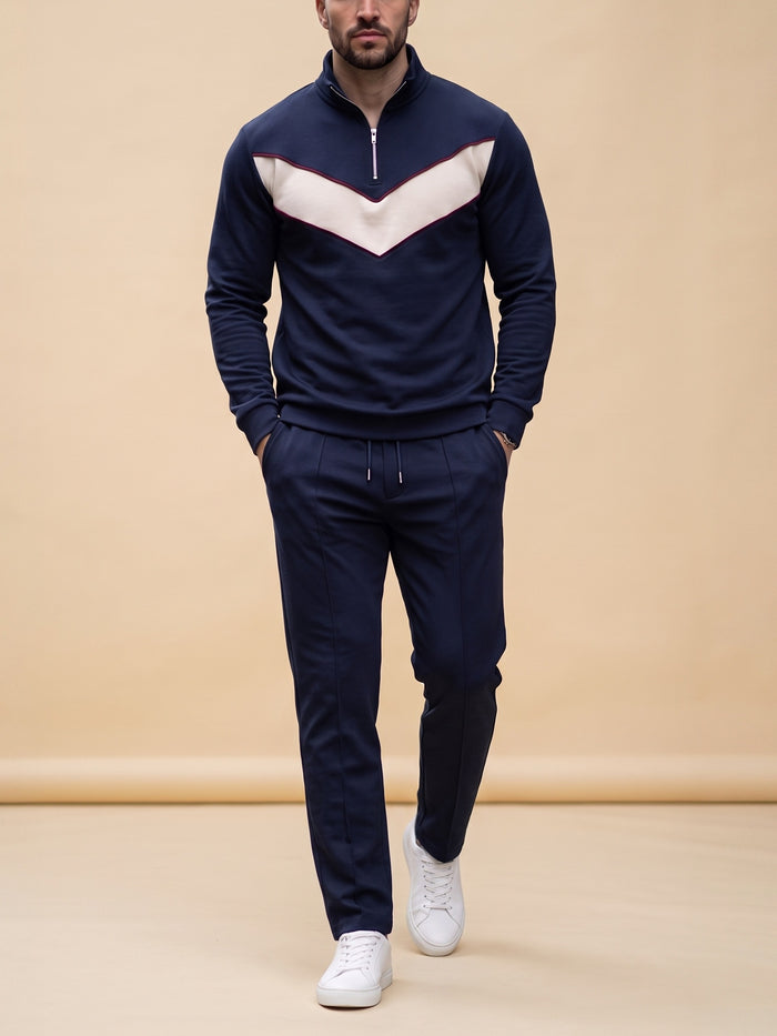Navy Chevron — Quarter Zip Set