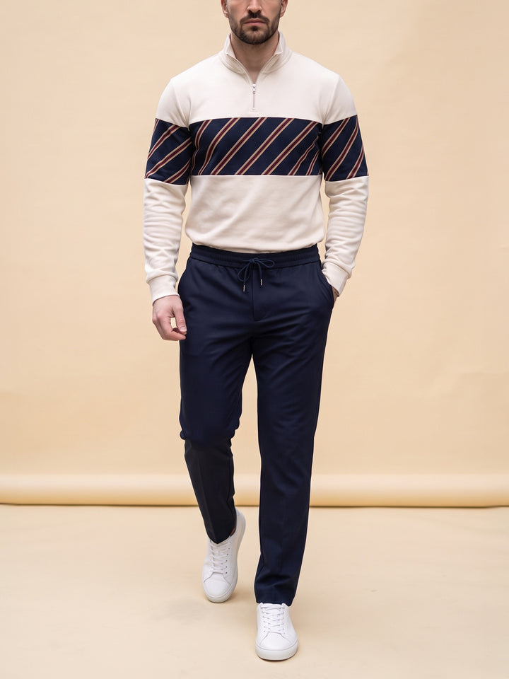 Club Stripe quarter zip set, cream studio