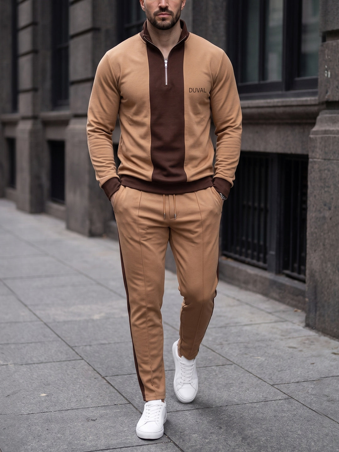Camel Panel quarter zip set, street