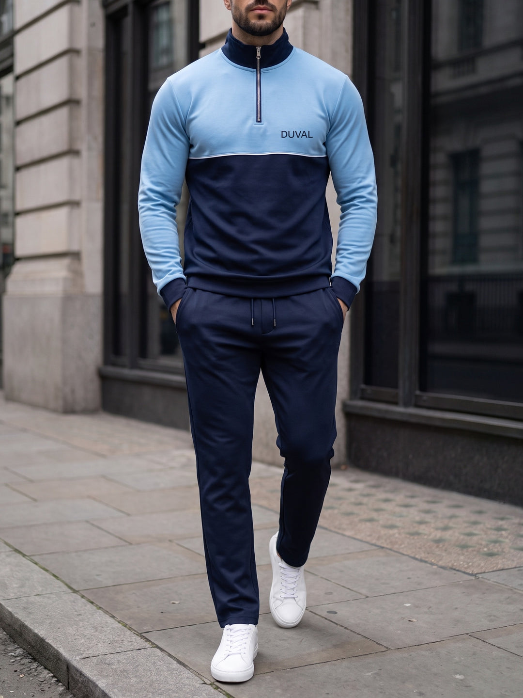 Sky Split quarter zip set, street