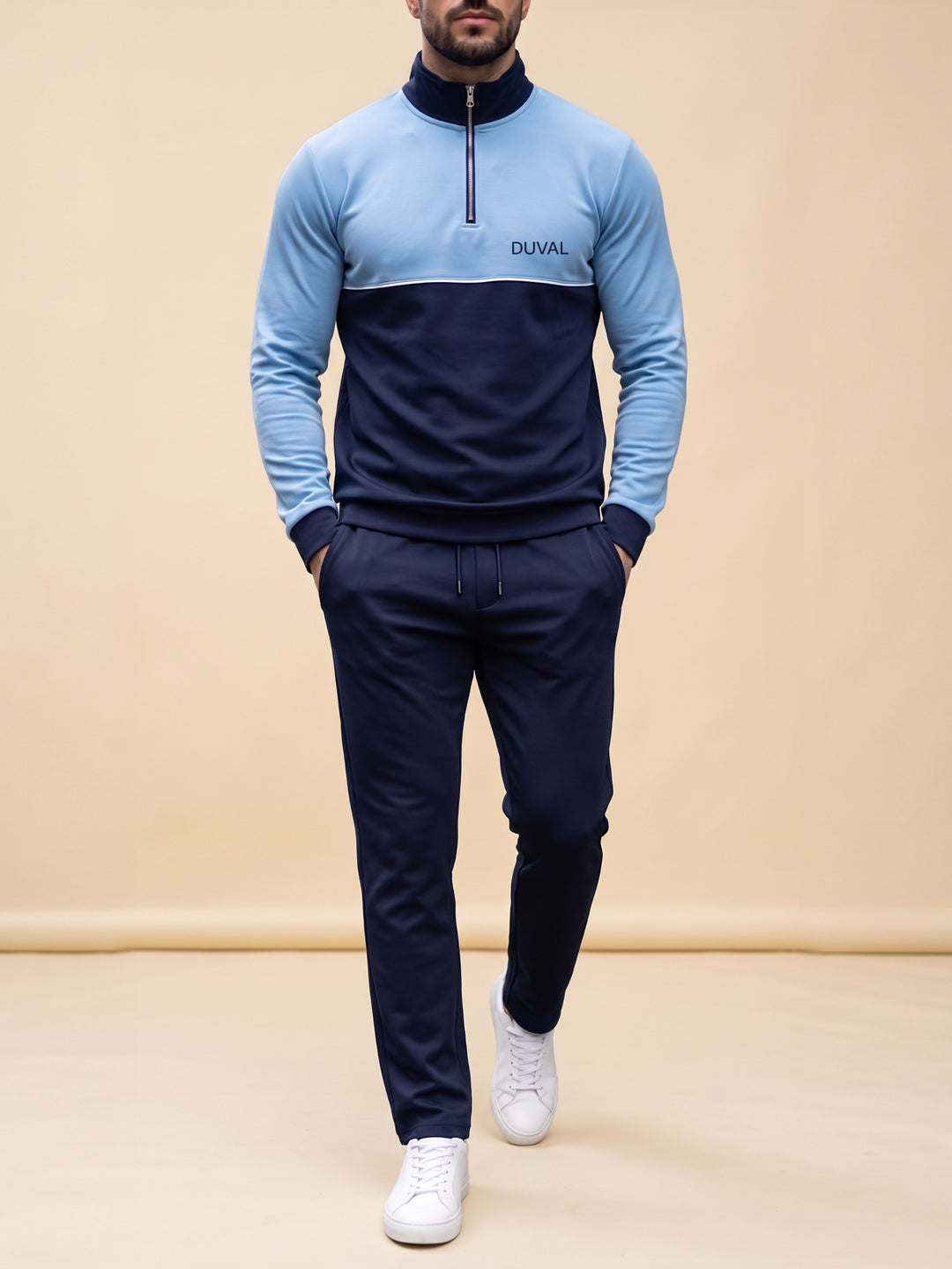 Sky Split quarter zip set, cream studio