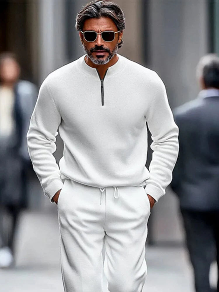 Simple Quarter Zip Tracksuit Set