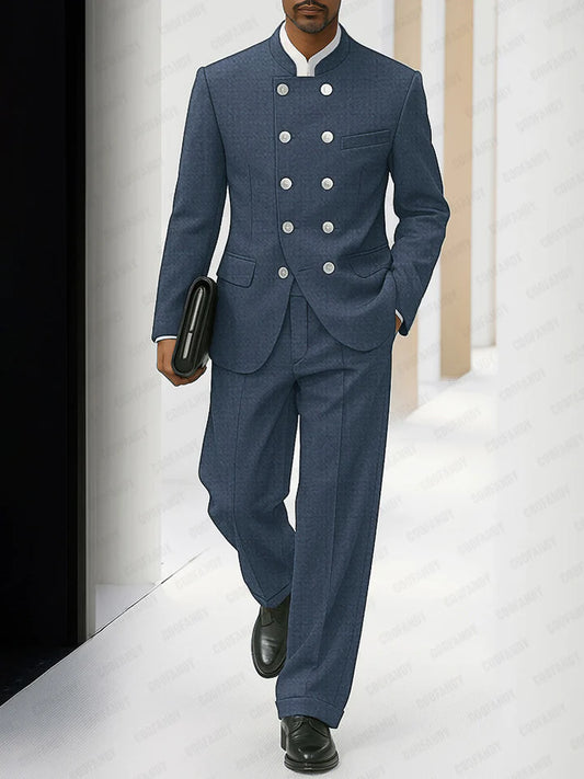 Elegant Tailored Double Breasted Thin Suit Set