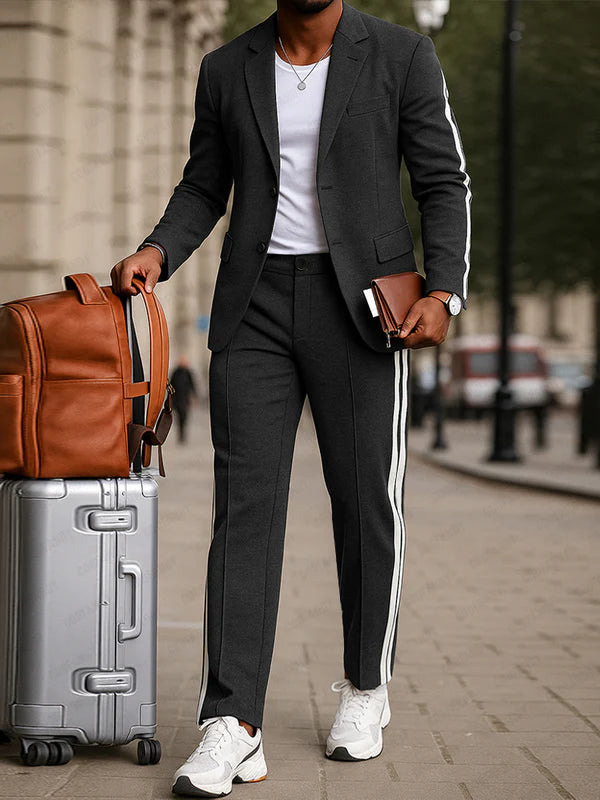 Modern Side Stripe Blazer Pants Set - DUVAL