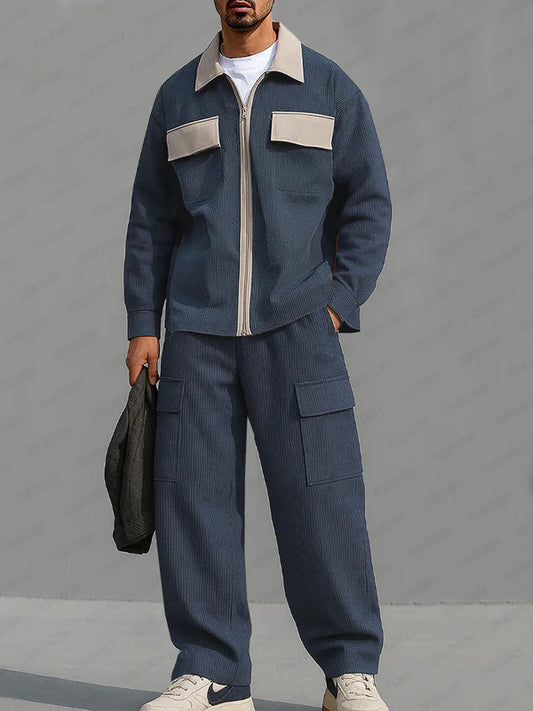 Utility Color Block Corduroy Matching Set