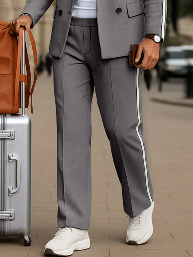 Trendy Contrast Stripe Hooded Blazer Set