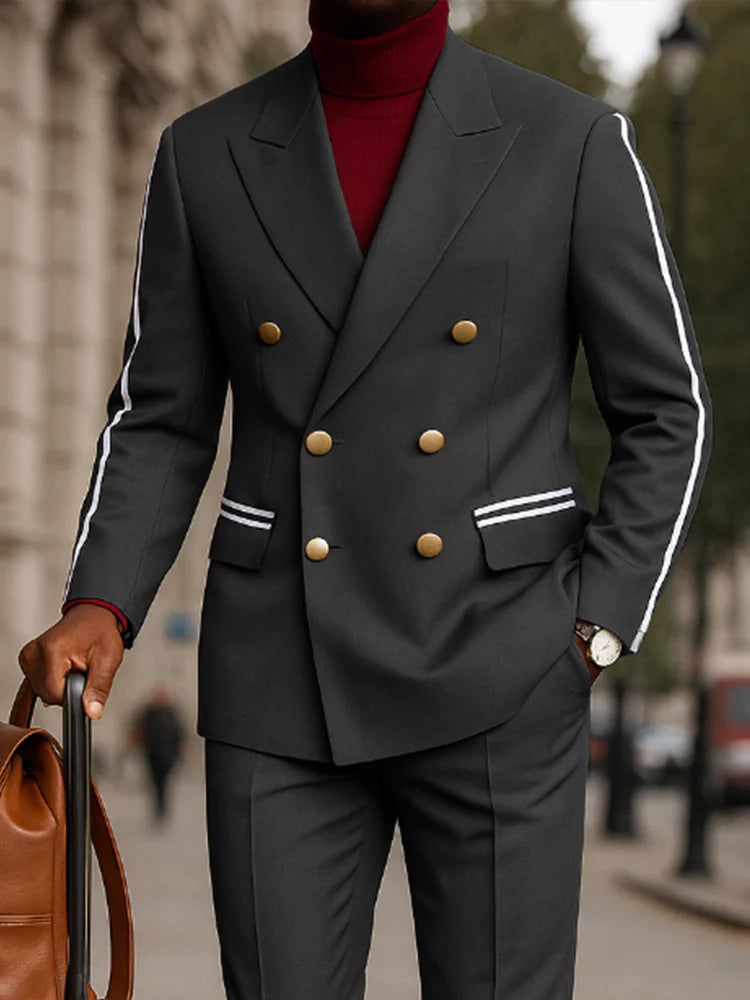 Modern Contrast Tape Business Suit Set