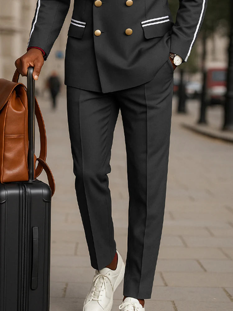 Modern Contrast Tape Business Suit Set