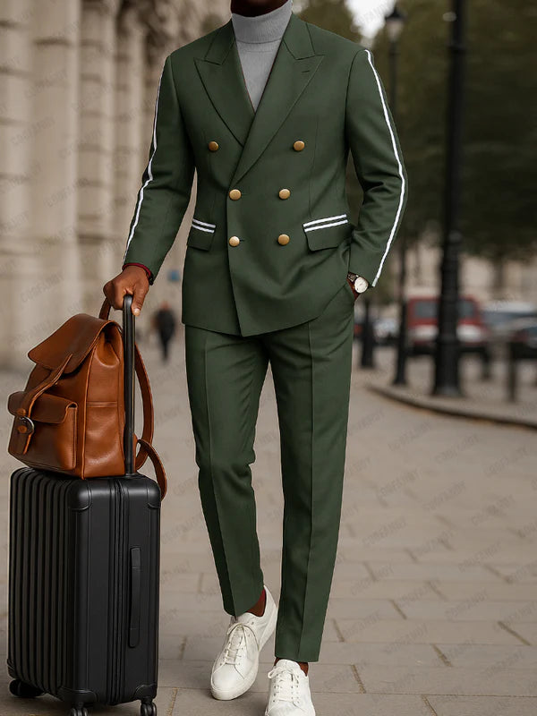 Modern Contrast Tape Business Suit Set