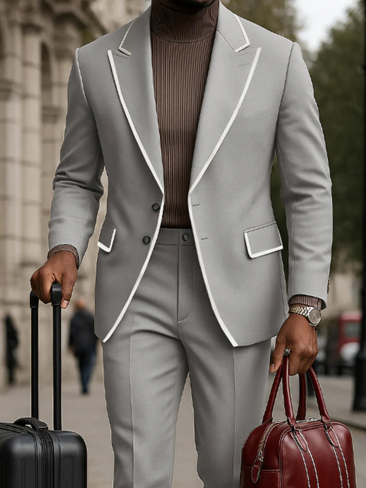 Casual Contrast Trim Suit Set