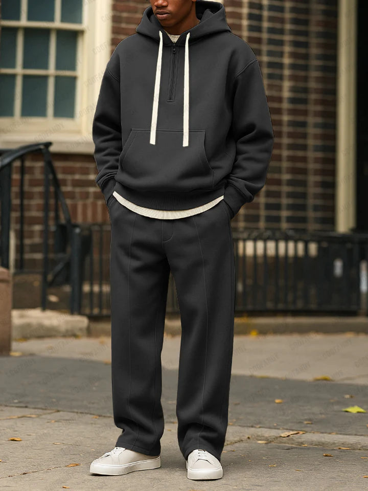 Sporty Loose Fit Hoodie Jogger Pants Set - DUVAL
