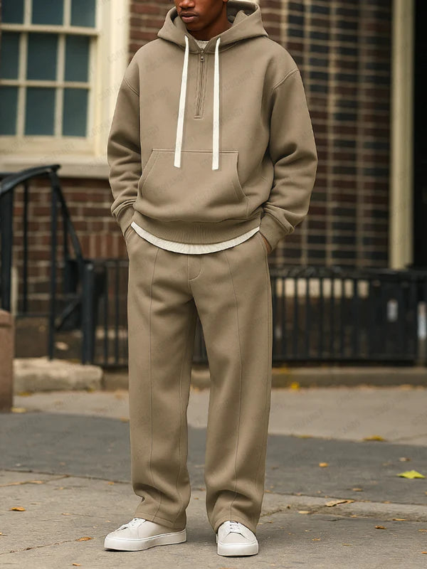 Sporty Loose Fit Hoodie Jogger Pants Set - DUVAL