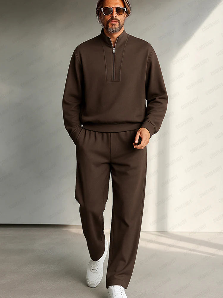 Minimalist Mock Neck Top Straight Pant Set