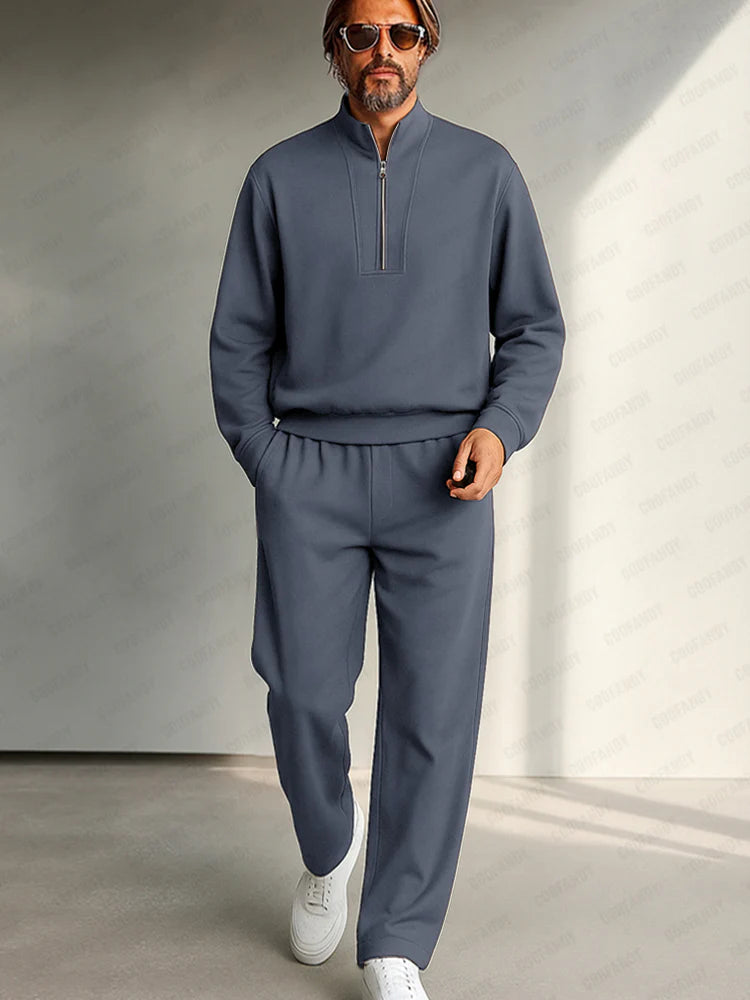 Minimalist Mock Neck Top Straight Pant Set