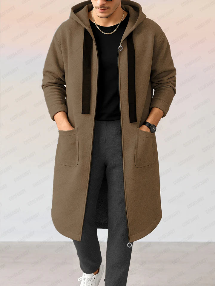 Casual Loose Fit Hooded Longline Jacket