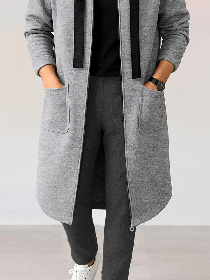 Casual Loose Fit Hooded Longline Jacket