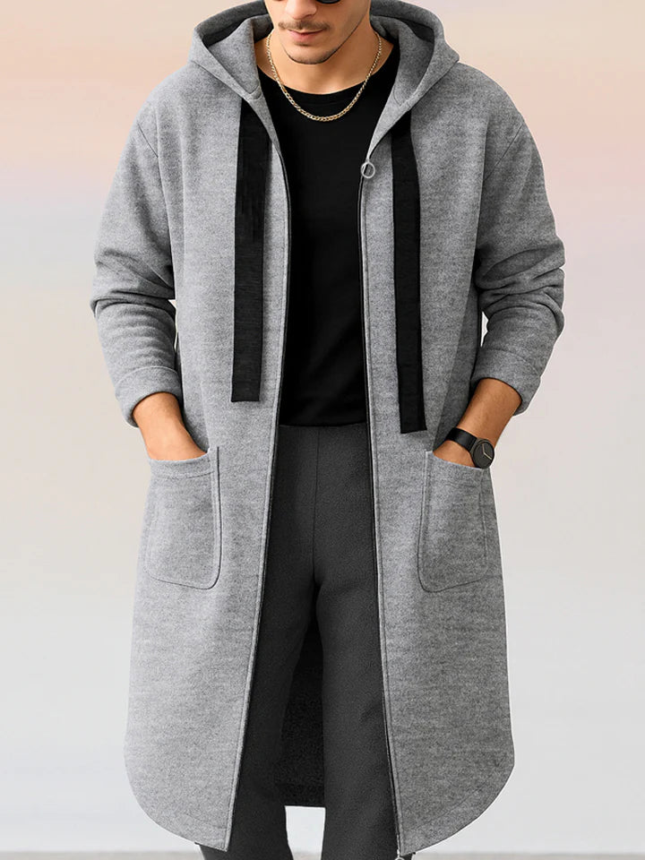 Casual Loose Fit Hooded Longline Jacket