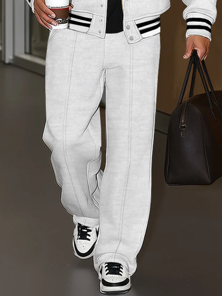 Urban Casual Plush Trim Jacket Pants Set