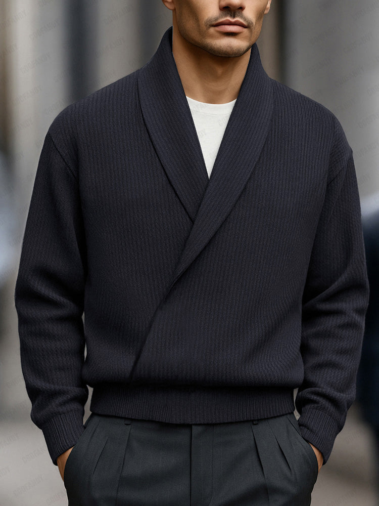 Elegant Shawl Collar Knit Sweater