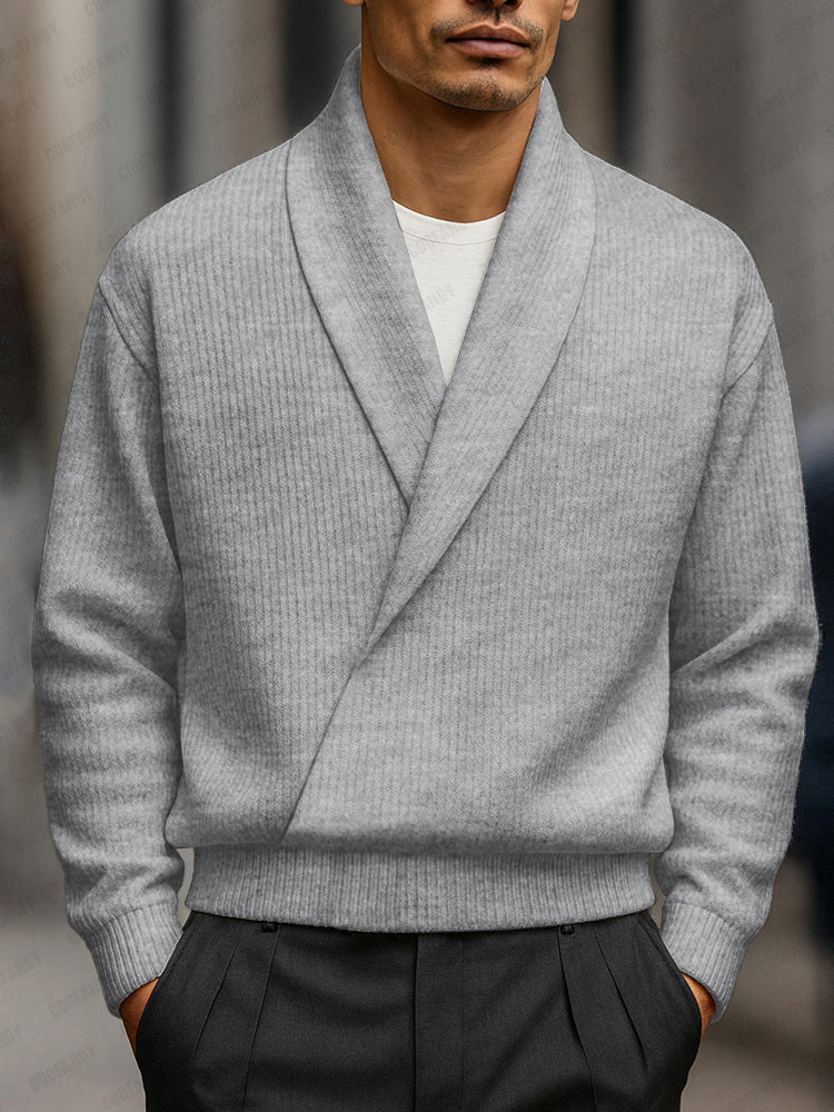 Elegant Shawl Collar Knit Sweater