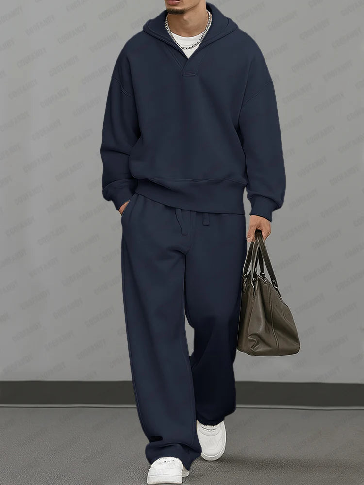 Casual Loose Fit Hooded Sweatsuit Set