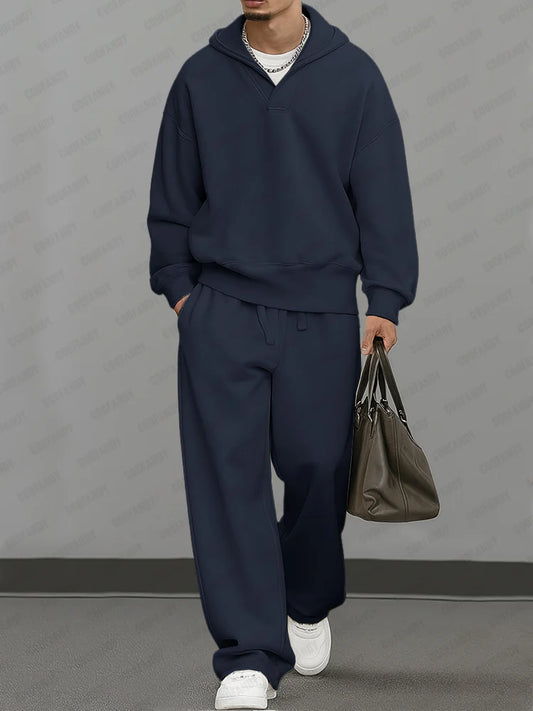 Casual Loose Fit Hooded Sweatsuit Set