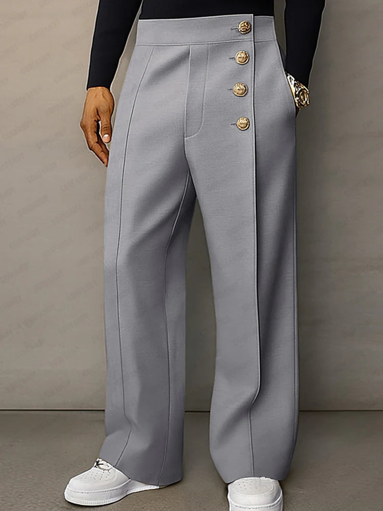 Casual Refined Button Detail Suit Pants
