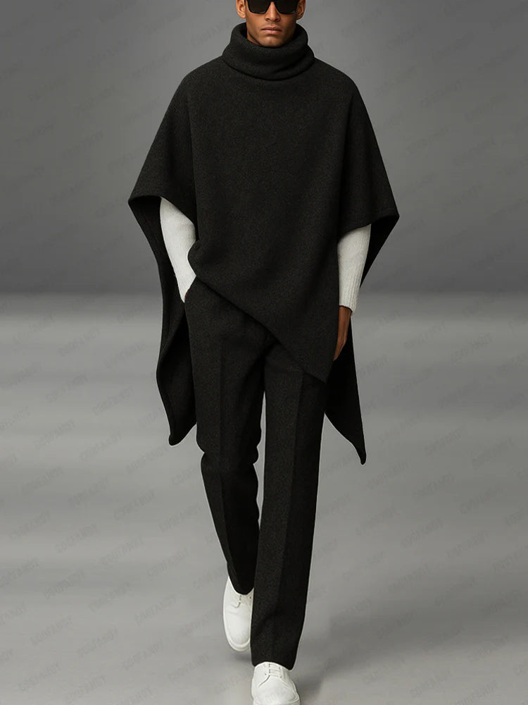 Urban Turtleneck Cloak Cape and Pants Set