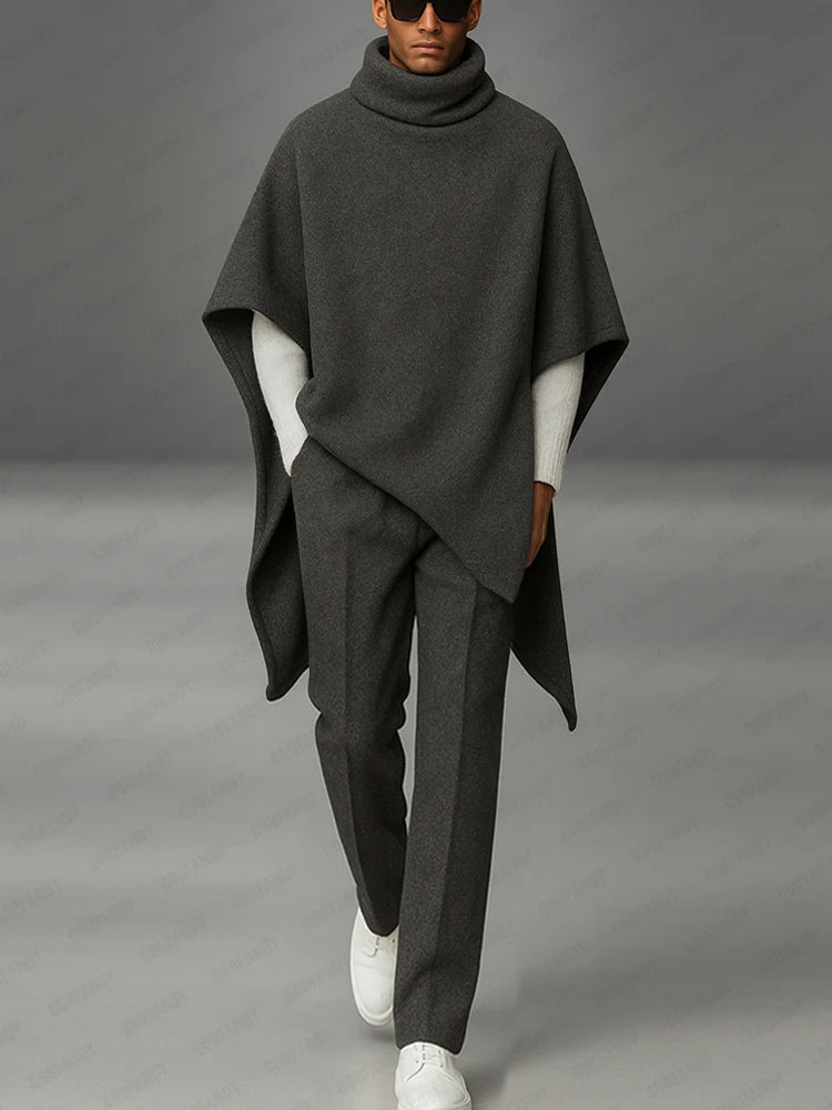 Urban Turtleneck Cloak Cape and Pants Set