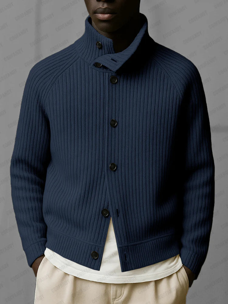 Premium Knit Button Turtleneck Cardigan