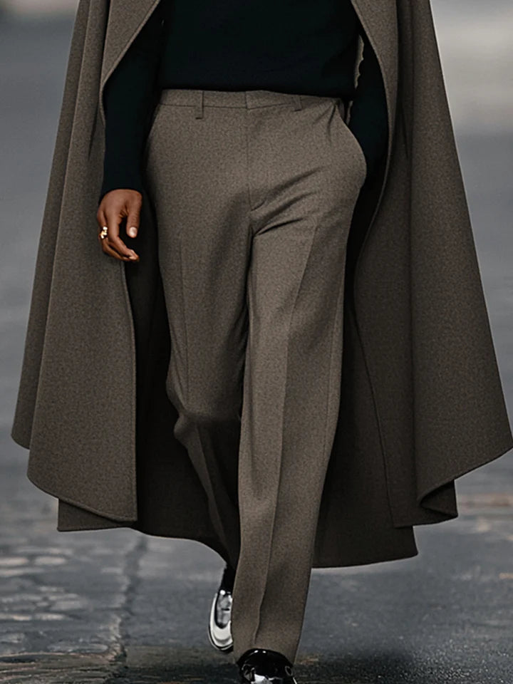 Elegant Casual Long Cape and Pants Set