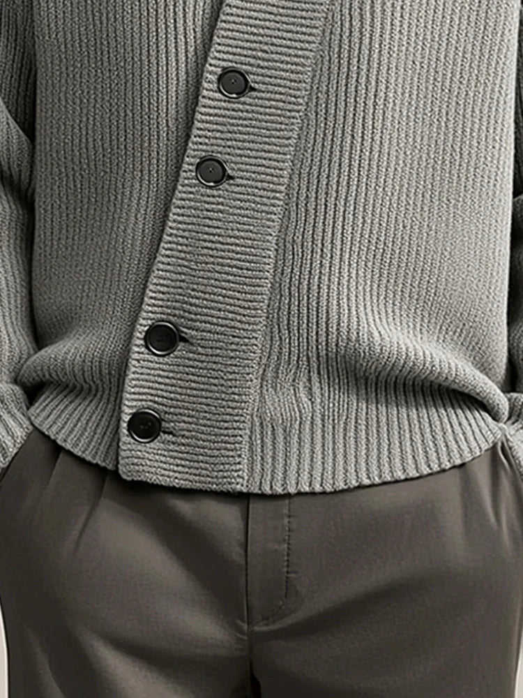 Modern Asymmetric Placket Knit Cardigan