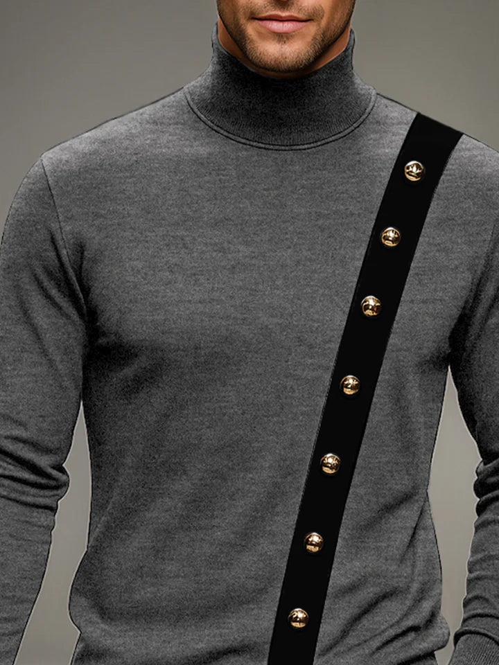 Designer Turtleneck Contrast Color Top