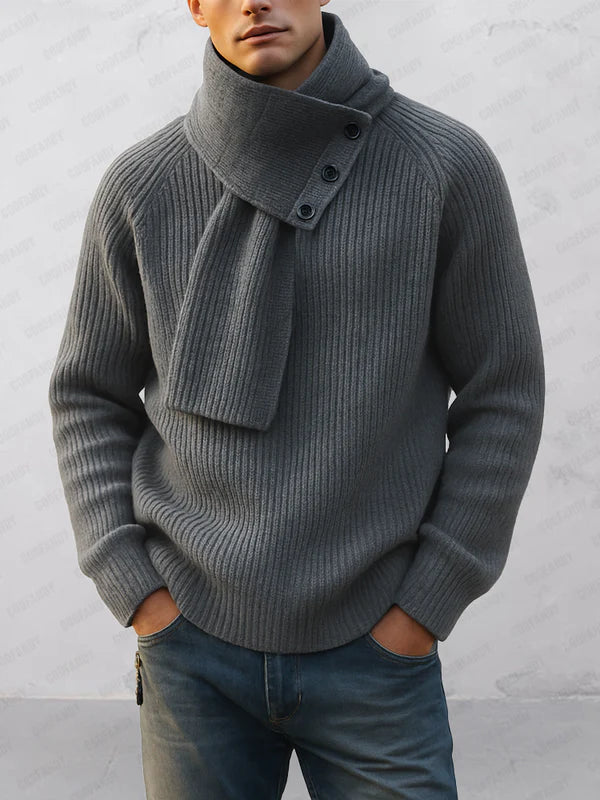 Minimalist Crew Neck Sweater and Scarf Set