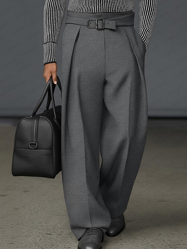 Urban Casual Belted Suit Pants