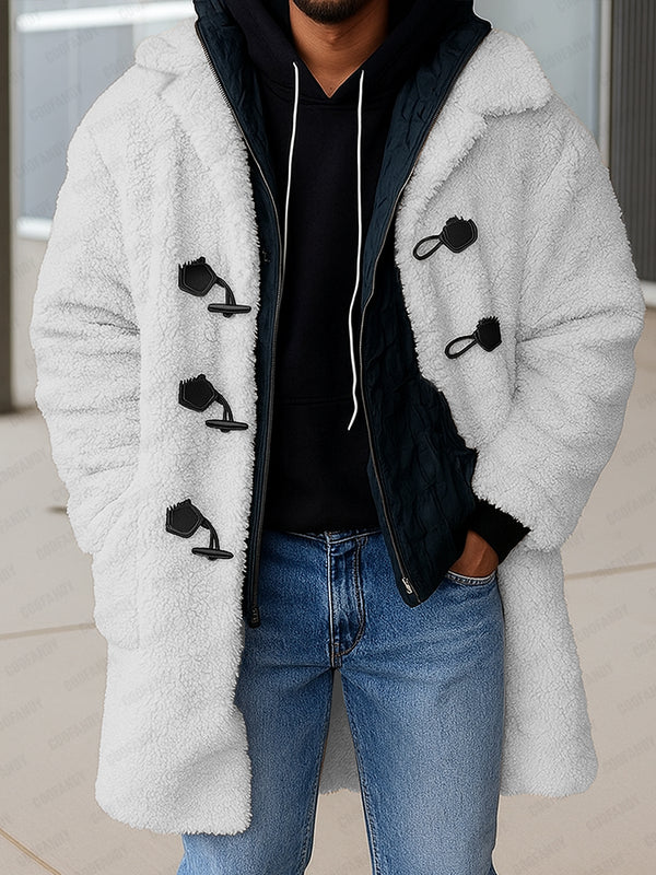 Casual Horn Toggle Button Fleece Coat