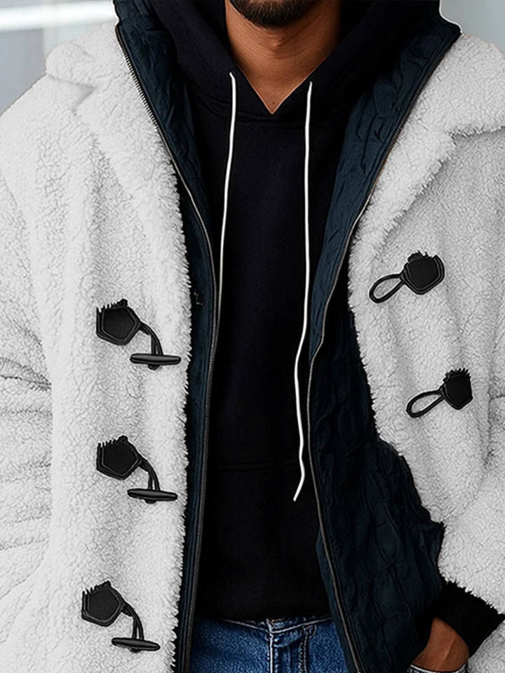 Casual Horn Toggle Button Fleece Coat