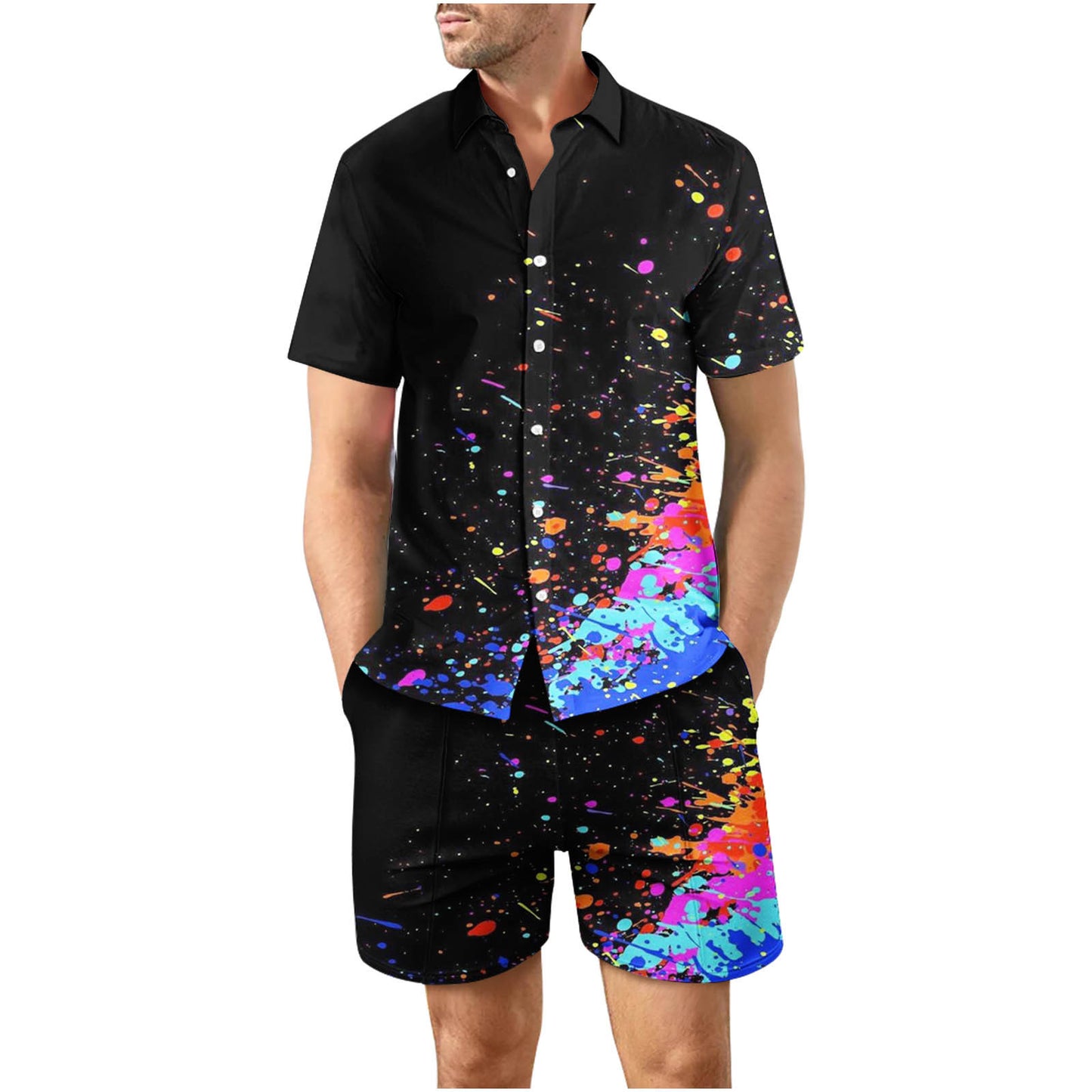 Tropical Sunset 31 Button Up Short Sleeve and Shorts Loose Men's Set