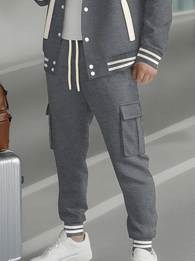 Sporty Hooded Jacket Pants Set