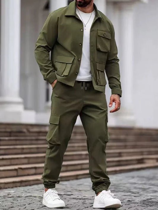 Functional Multi-Pocket Cargo Jacket Pants Set
