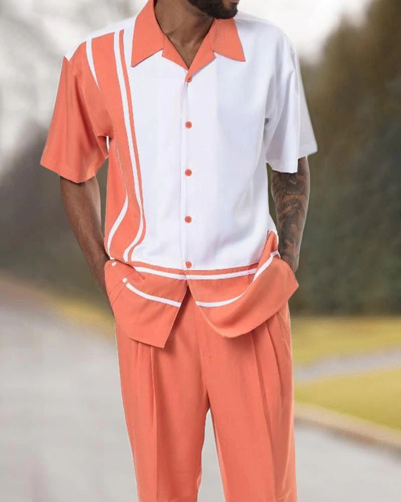 Orange Vibrant Walking Suit Short Sleeve Set
