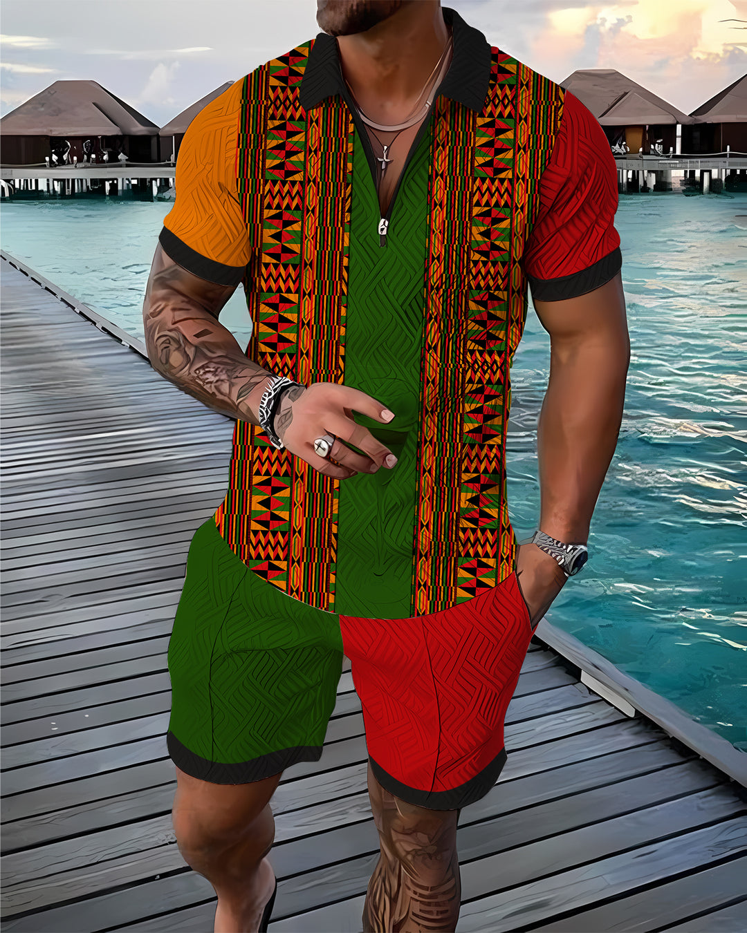 Sub Sahara Polo Shirt And Shorts Co-Ord - DUVAL