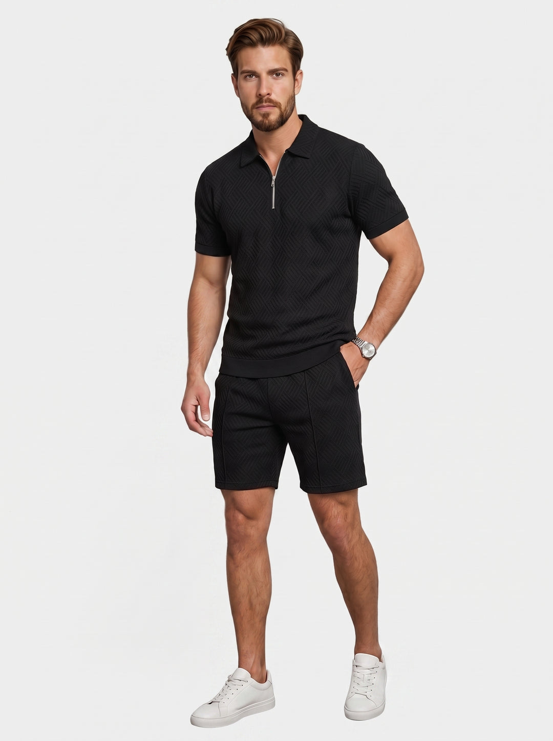 The Midnight Black Polo Set