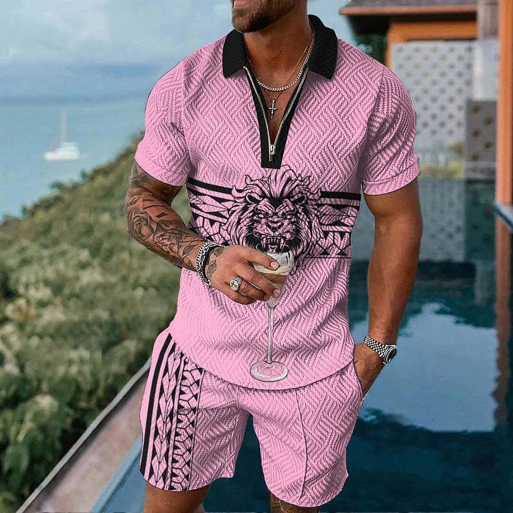 Lion Arc Polo Shirt And Shorts Co-Ord - DUVAL
