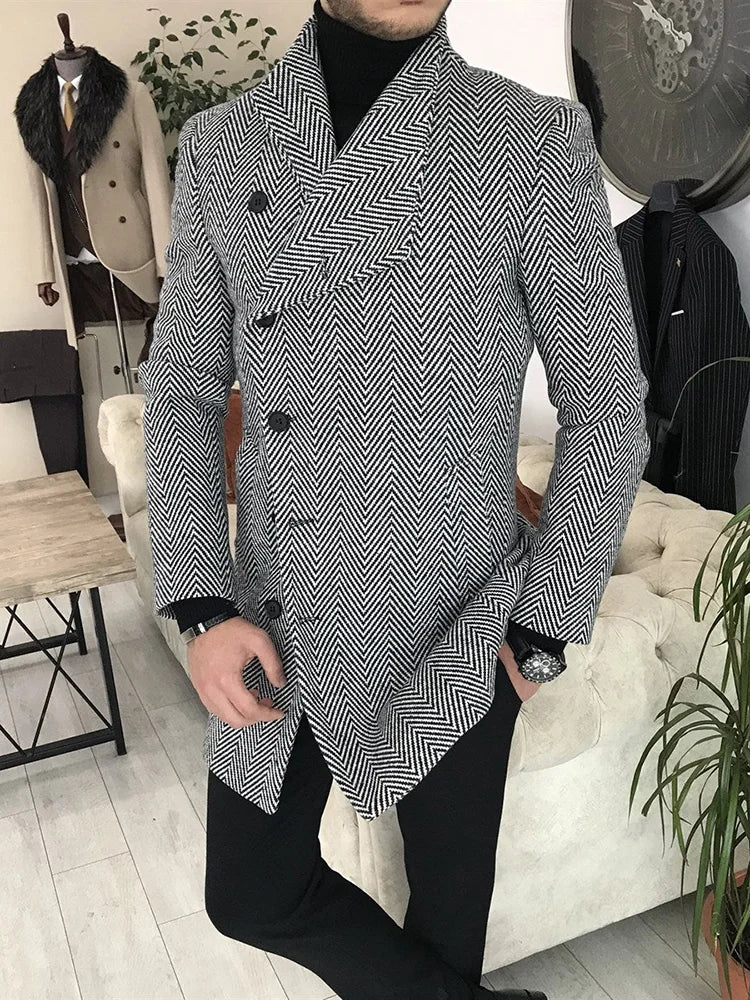 Trendy Herringbone Diagonal Placket - DUVAL
