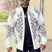 Fashion Geometric Print Baseball Jacket - DUVAL