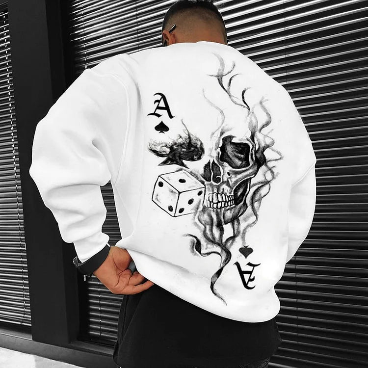 Ace Of Spades Print Casual Oversized Sweatshirt - DUVAL